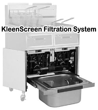 Vulcan 2GR45MF-NG Two Bank Natural Gas Fryer with Millivolt Controls and KleenScreen Filtration - Holds 90 to 100 lbs. - 240,000 BTU