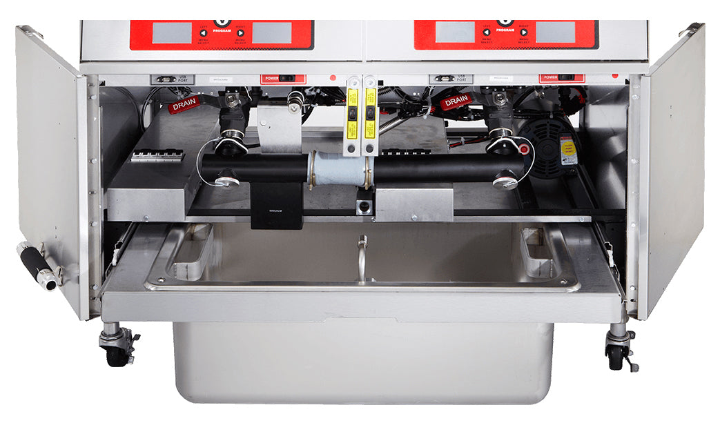 Vulcan 2VK65CF Two Bank Natural gas Fryer with PowerFry5, Computer Controls, and KleenScreen Filtration - Holds 130 to 140 lbs. - 160,000 BTU