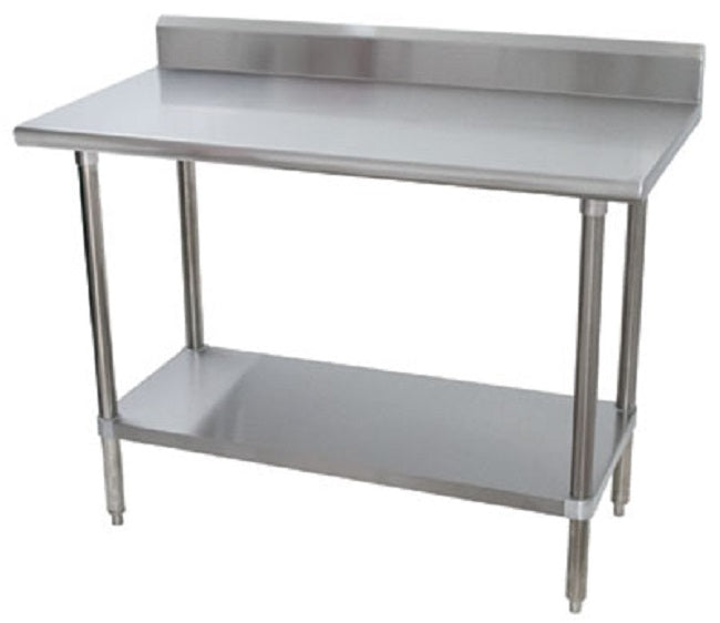 Advance Tabco KMSLAG-307-X Special Value Stainless Steel Work Table with Adjustable Undershelf & 5" Backsplash 84" x 30"