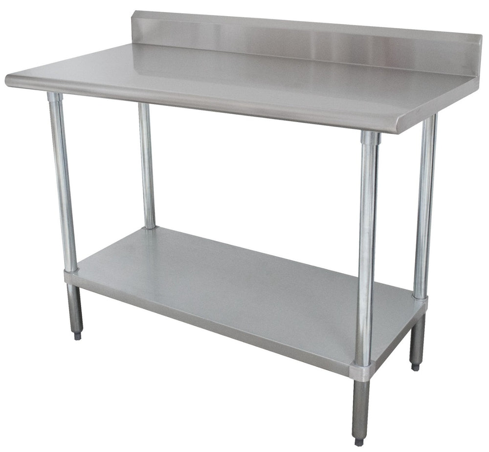 Advance Tabco KMSLAG-307-X Special Value Stainless Steel Work Table with Adjustable Undershelf & 5" Backsplash 84" x 30"