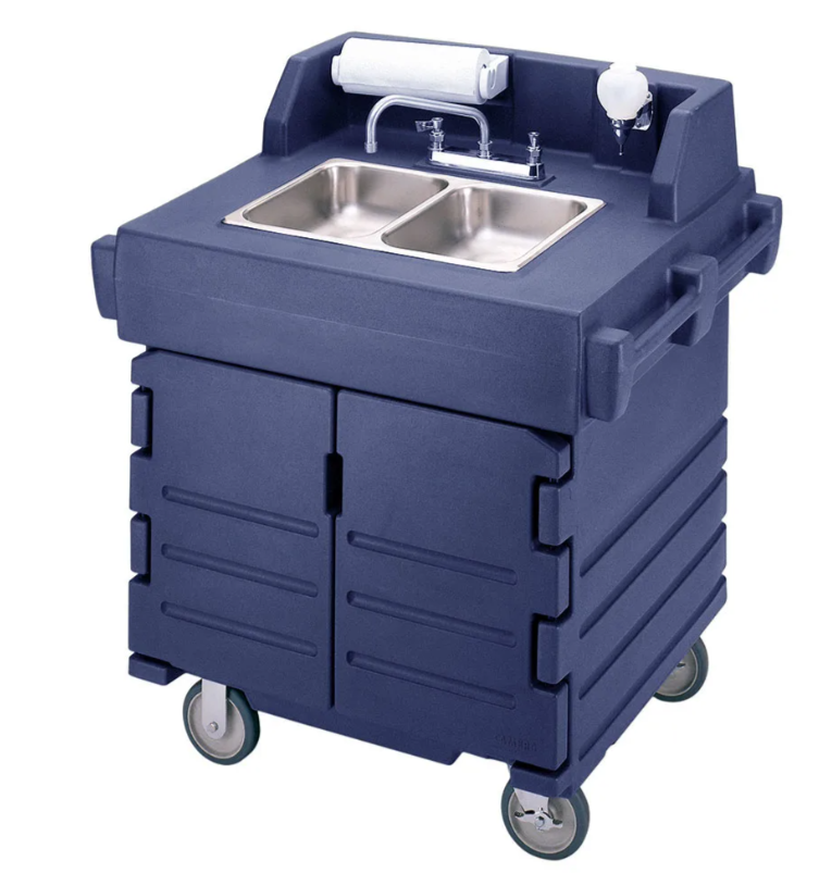 Cambro KSC402186 45 1/2"H Portable Sink Cart w/ (2) 4"D Bowls, Hot Water