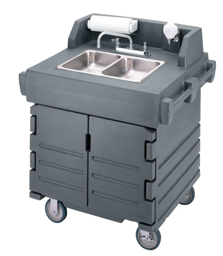 Cambro KSC402191 45 1/2"H Portable Sink Cart w/ (2) 4"D Bowls, Hot Water