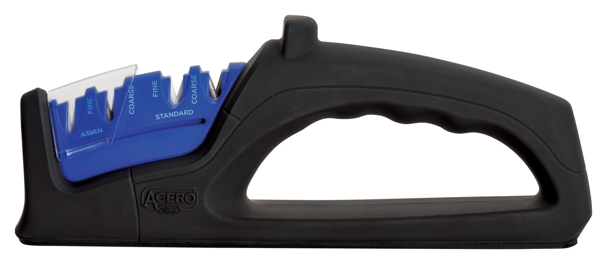 Winco KSP-4 Acero Hand Held Four-Stage Knife Sharpener with Black Plastic Ergonomic Handle 9-7/8"L x 2-5/8"W x 3-3/4"H