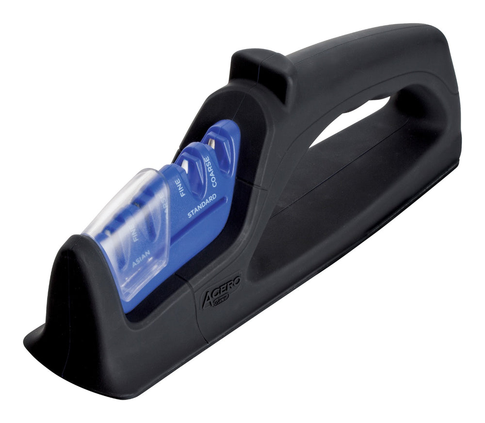 Winco KSP-4 Acero Hand Held Four-Stage Knife Sharpener with Black Plastic Ergonomic Handle 9-7/8"L x 2-5/8"W x 3-3/4"H