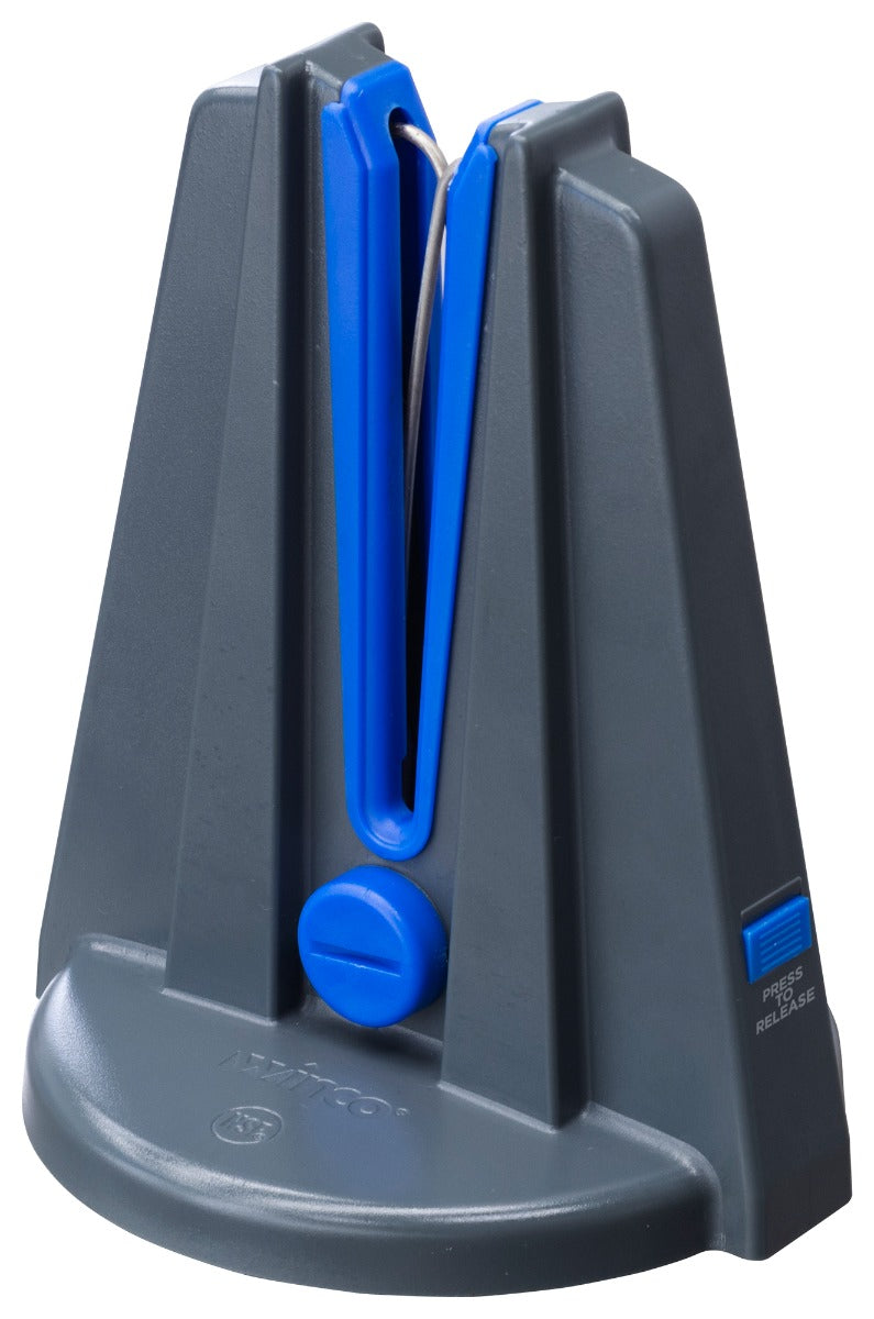 Winco KSP-6 Blade Station Hands-Free Knife Sharpener with Gray Plastic Housing 6-1/2"L x 6-3/4"W x 13"H - 6/Case