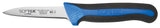 Winco KSTK-30 Sof-Tek High Carbon Steel Paring Knife with 3-1/4" Blade and Black/Blue TPR Handle - 2/Pack x 6 Packs/Case