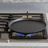 Lodge L9OG3 Round Seasoned Cast Iron Griddle Pan with Handle 10-1/2"