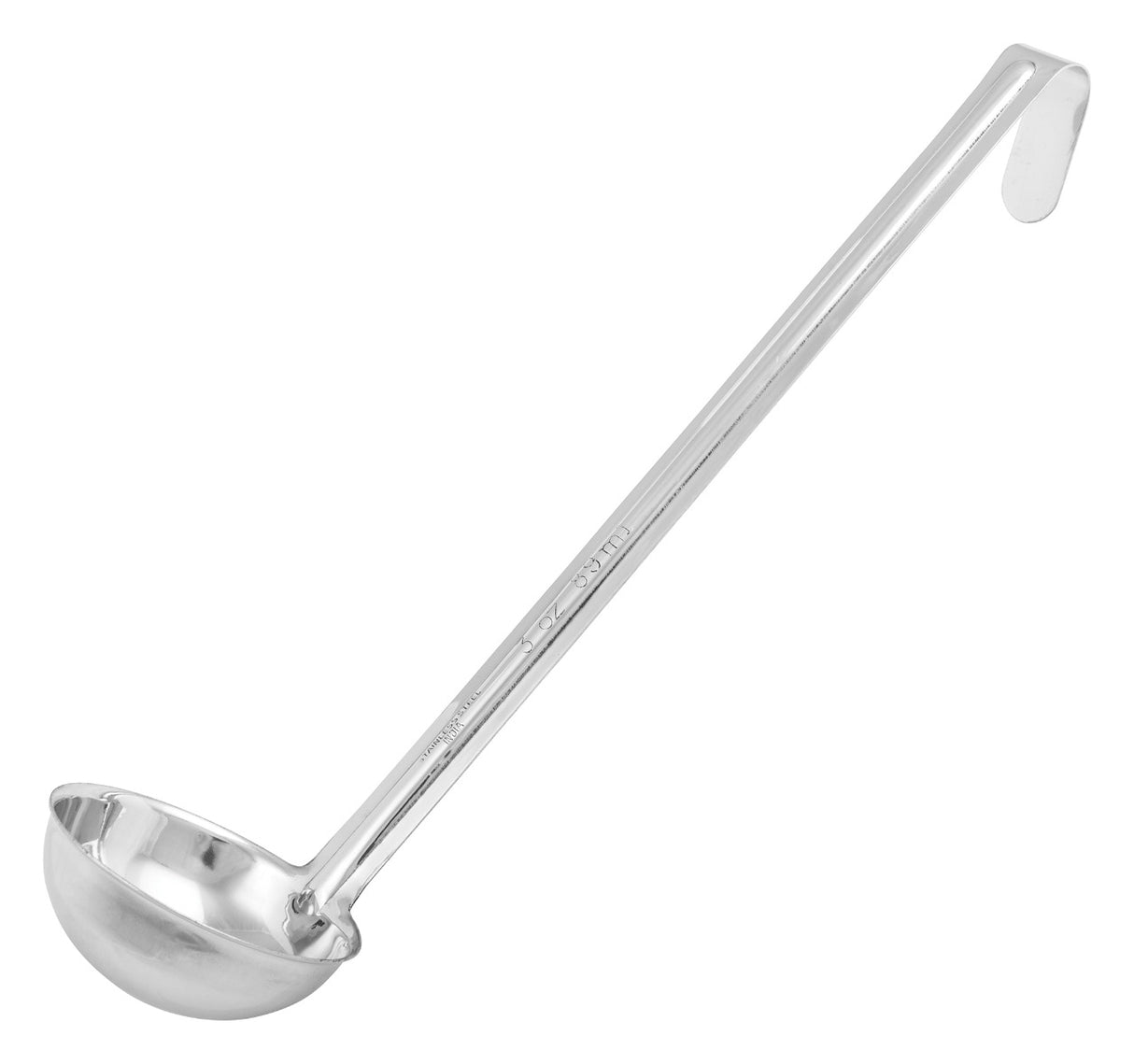 Winco LDI-3 One-Piece Stainless Steel Ladle with 11-1/8" Hooked Handle 3 oz.