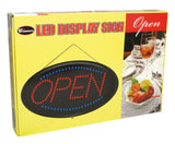 Winco LED-10 Horizontal Hanging Oval "Open" LED Sign with (3) Flashing Patterns 22-3/4" x 14"