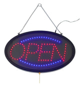 Winco LED-10 Horizontal Hanging Oval "Open" LED Sign with (3) Flashing Patterns 22-3/4" x 14"