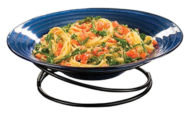 American Metalcraft LWUS1041 Contempo Wrought Iron Swirl Pizza Stand / Food Display Riser 10"dia. Top x 11-1/2"dia. Bottom x 4"H - Black