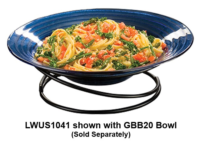 American Metalcraft LWUS1041 Contempo Wrought Iron Swirl Pizza Stand / Food Display Riser 10"dia. Top x 11-1/2"dia. Bottom x 4"H - Black