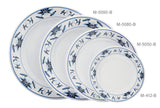 GET M-5090-B Water Lily Melamine Round Dinner Plate 10-1/2" - White w/ Blue Rim - 12/Case
