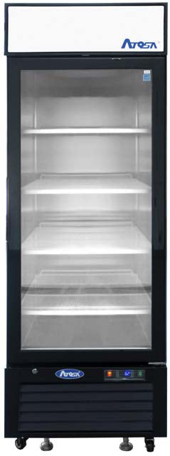 Atosa MCF8722GR Black 1-Section 1 Glass Swing Door Merchandiser Refrigerator 27" - 115v