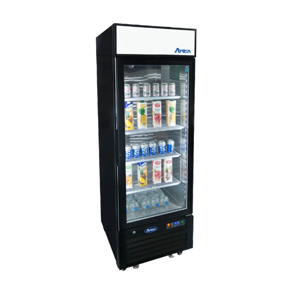Atosa MCF8722GR Black 1-Section 1 Glass Swing Door Merchandiser Refrigerator 27" - 115v
