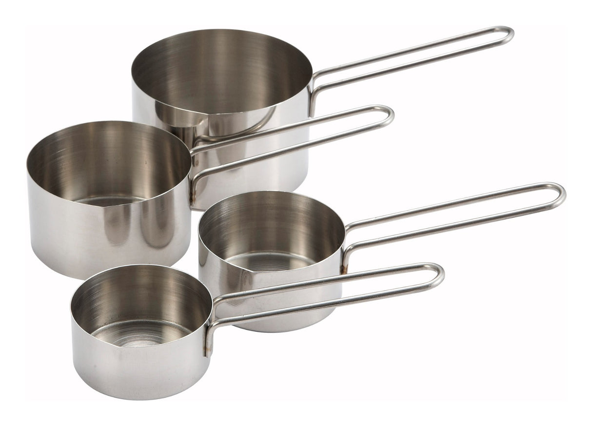 Winco MCP-4P 4-Piece Stainless Steel Measuring Cup Set - Includes: 1/4, 1/3, 1/2 & 1 cup