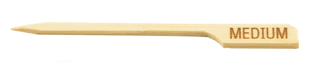 TableCraft MEDIUM "Medium" 3-1/2" Bamboo Temperature Meat Marker Pick - 100/Pack