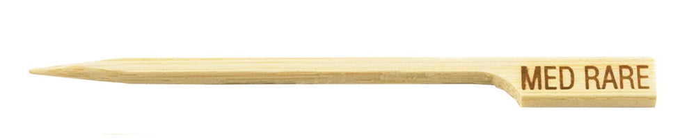 TableCraft MEDRARE "Med Rare" 3-1/2" Bamboo Temperature Meat Marker Pick - 100/Pack