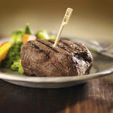 TableCraft MEDWELL "Med Well" 3-1/2" Bamboo Temperature Meat Marker Pick - 100/Pack