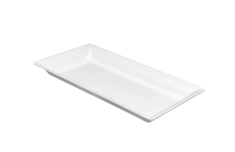 American Metalcraft MEL19 14 1/4" x 7 1/2" Rectangular Endurance Platter - Melamine, White - 12ea/Case