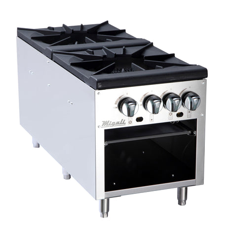 Migali C‑SPS‑2‑18 18 inch countertop 4‑burner gas stock pot range commercial kitchen