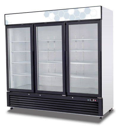 Migali C‑72RM‑HC 82 inch 3 glass swing door merchandiser refrigerator with LED lighting