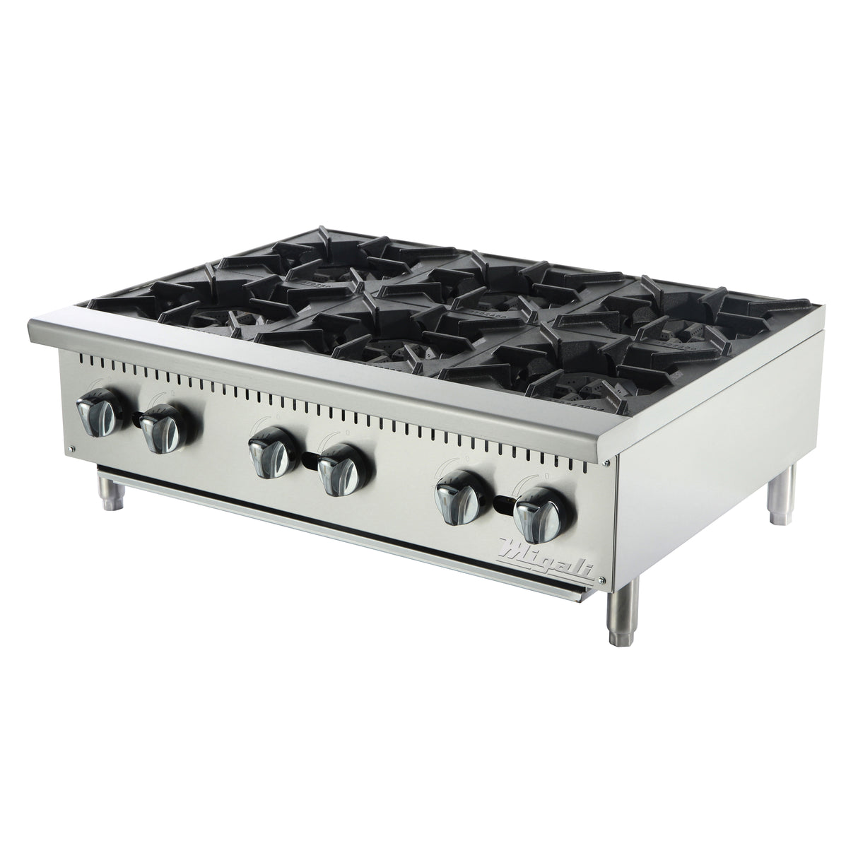 Migali C‑HP‑6‑36 36 inch countertop 6 burner natural gas hot plate commercial kitchen