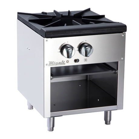 Migali C‑SPS‑1‑18 18 inch countertop 2 burner natural gas stock pot range commercial kitchen