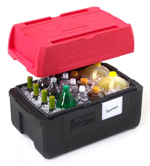 Metro ML180XL Mightylite BigBoy Top Loading Full Size Multi-Purpose Insulated Food Carrier / Cooler / Server 62 qt. - Black/Red - (5) pan capacity