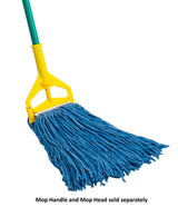Winco MOPH-7P Metal Mop Handle with Yellow Plastic Side-Release Frame 57" - 6/Case