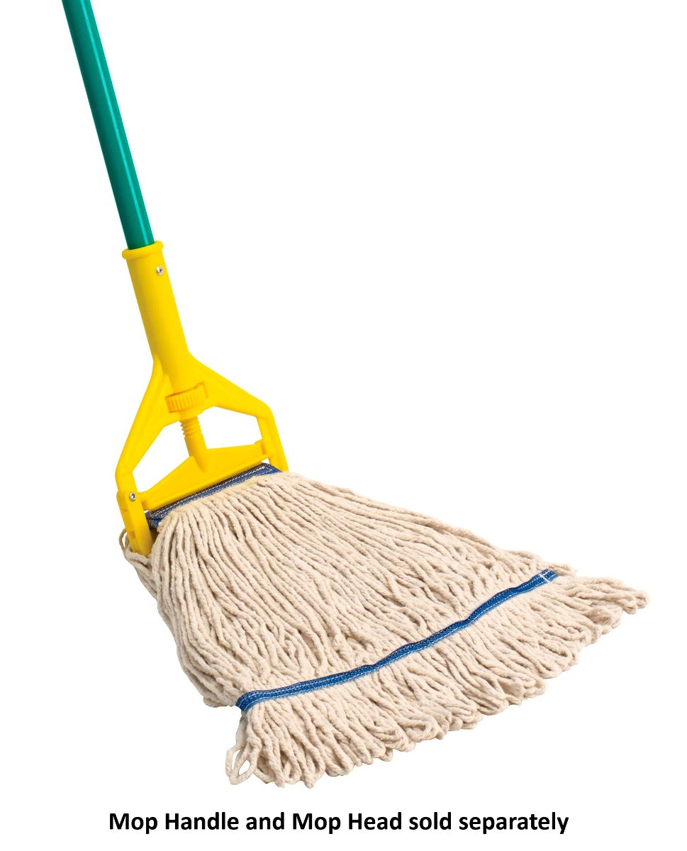 Winco MOPH-7P Metal Mop Handle with Yellow Plastic Side-Release Frame 57" - 6/Case