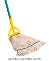Winco MOPH-7P Metal Mop Handle with Yellow Plastic Side-Release Frame 57" - 6/Case