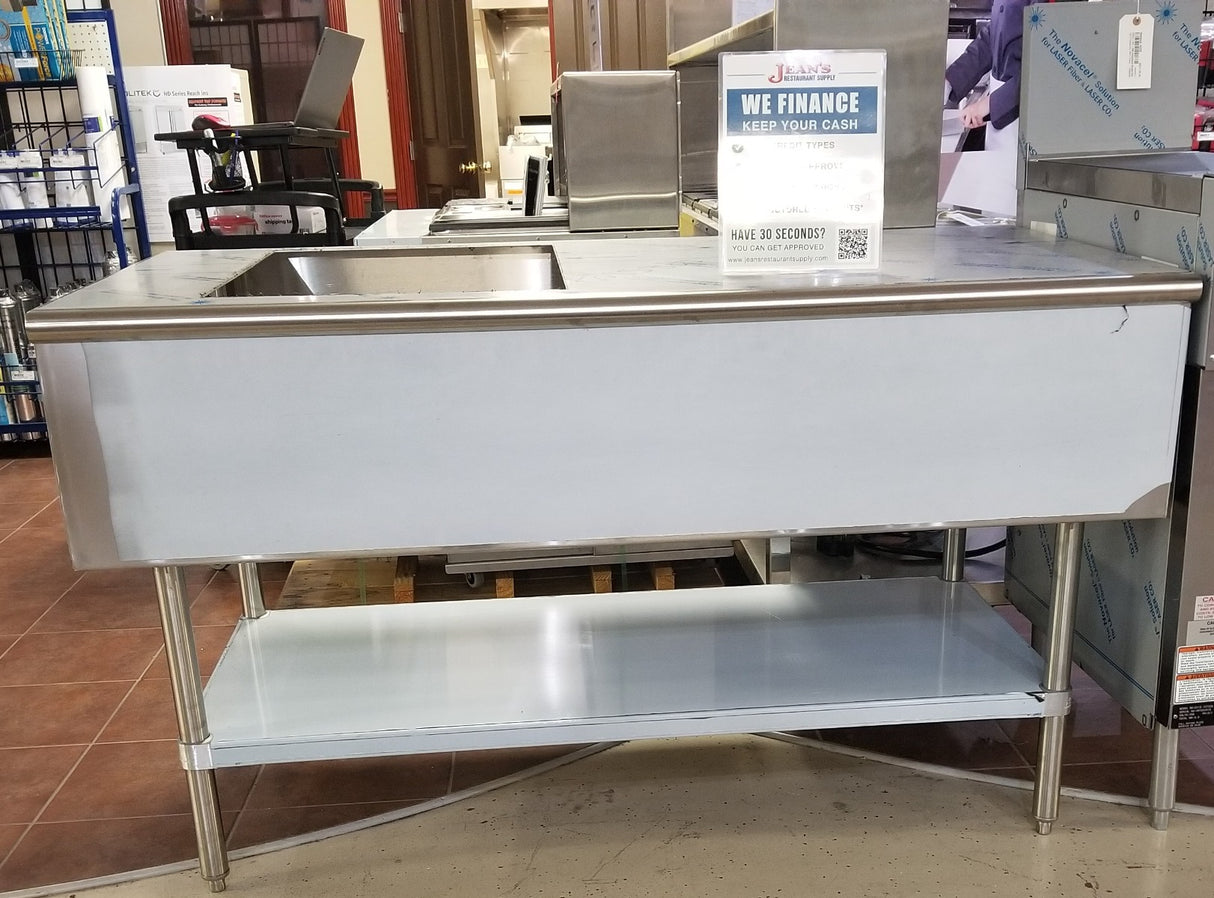 Custom Advance Tabco MS-365 Stainless Steel Work Table with Undershelf and Compartments for (2) Full Size Pans 60" x 36"