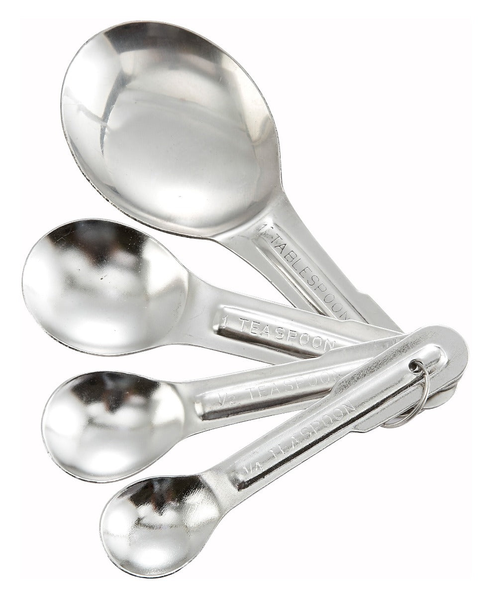 Winco MSP-4P Economy 4-Piece Stainless Steel Measuring Spoon Set - Includes: 1/4 Tsp, 1/2 Tsp, 1 Tsp, 1 Tbsp