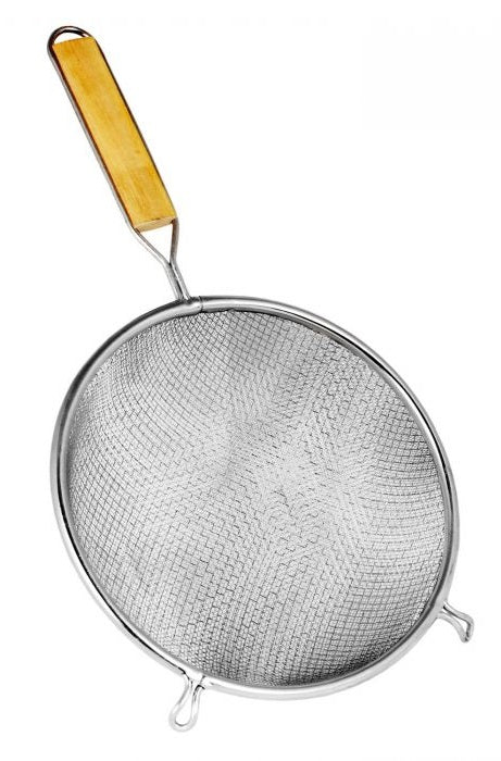 Thunder Group SLSTN5208 Stainless Steel Double Fine Mesh Strainer with Wood Handle 8" Dia.