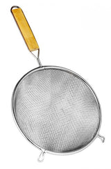 Thunder Group SLSTN5208 Stainless Steel Double Fine Mesh Strainer with Wood Handle 8" Dia.