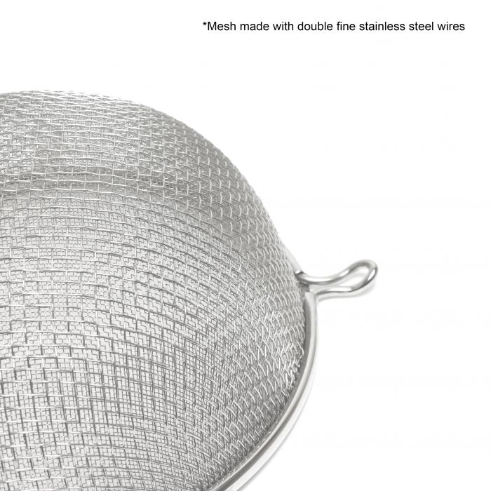 Thunder Group SLSTN5208 Stainless Steel Double Fine Mesh Strainer with Wood Handle 8" Dia.