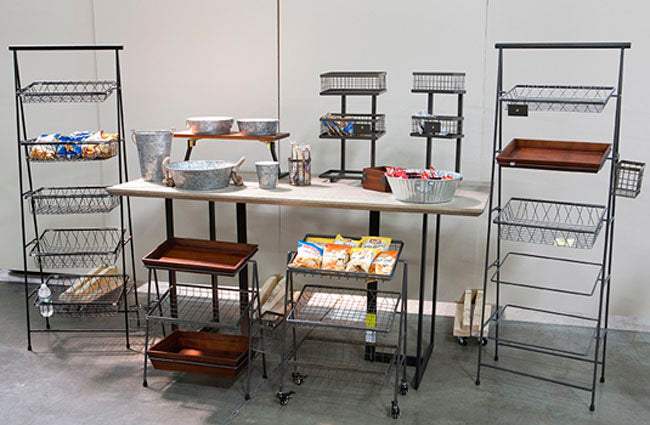 GET MTS-20M-MG Urban Renewal Metal Rectangular 3-Tier Merchandiser Stand 9-1/4"W x 6-1/4"D x 20-1/2"H - Gray