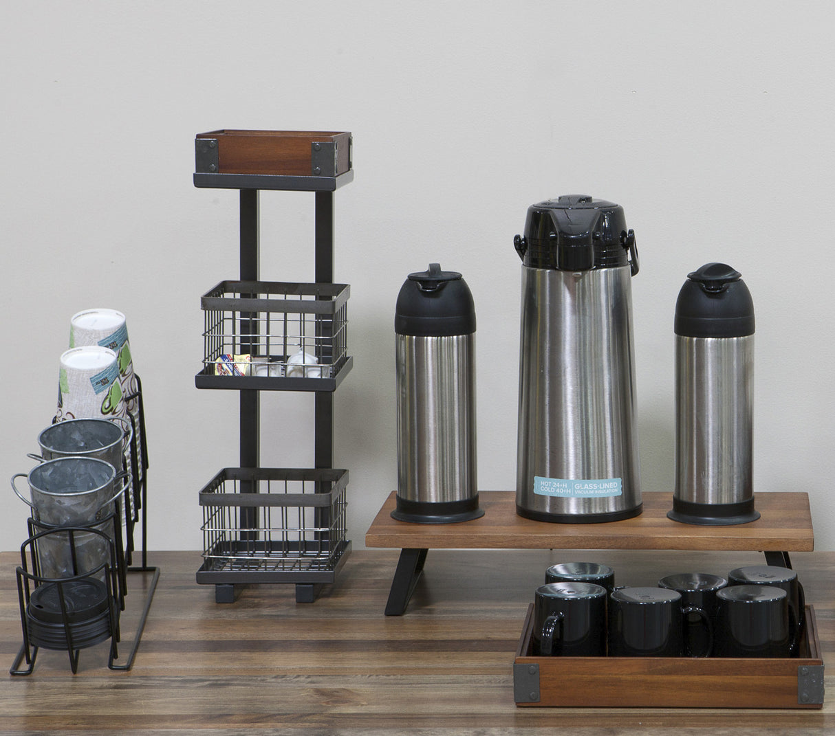 GET MTS-20S-MG Urban Renewal Metal Square 3-Tier Merchandiser Stand 6-1/4"W x 6-1/4"D x 20-1/2"H - Gray