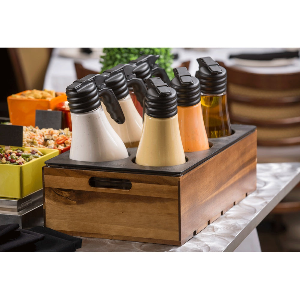 TableCraft N48 Option Polycarbonate Salad Dressing Dispenser with Black Plastic Top and (1) Blank Tag 48 oz. - Clear