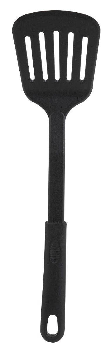 Winco NC-WS Black Heat-Resistant Nylon Slotted Spatula / Turner 12-4/5" - 12/Case
