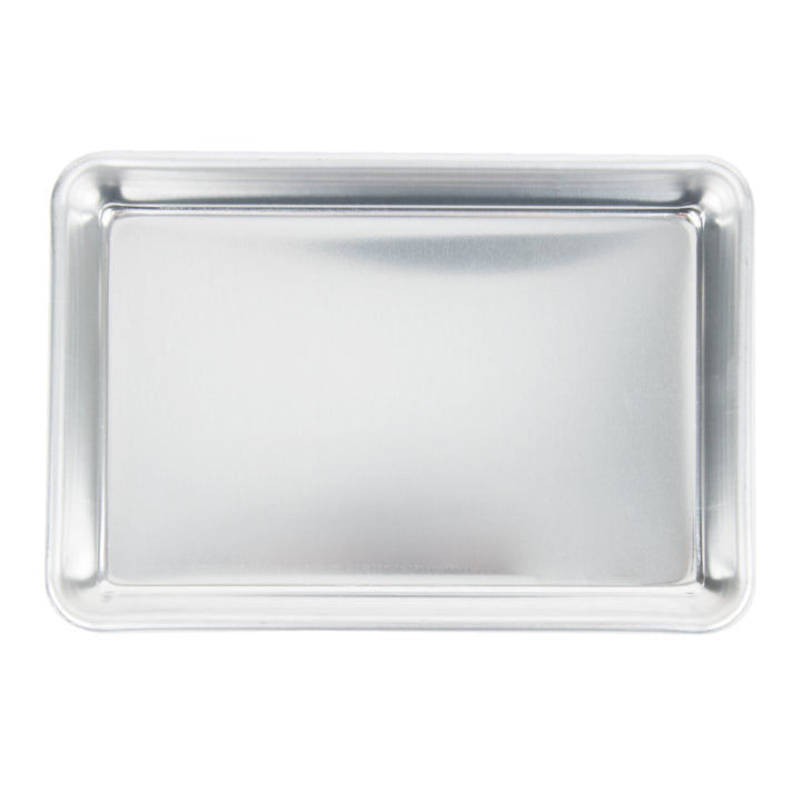 Vollrath 5228 Wear-Ever Eighth Size 16 Gauge 6 1/2" x 9 1/2" Curled Rim, No Wire Aluminum Bun / Sheet Pan