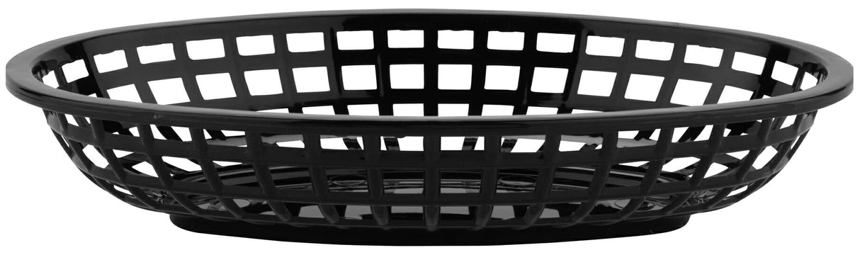 GET OB-938-BK Polypropylene Stackable Oval Food / Bread & Bun Basket 9-1/2" x 6" - Black - 36/Case