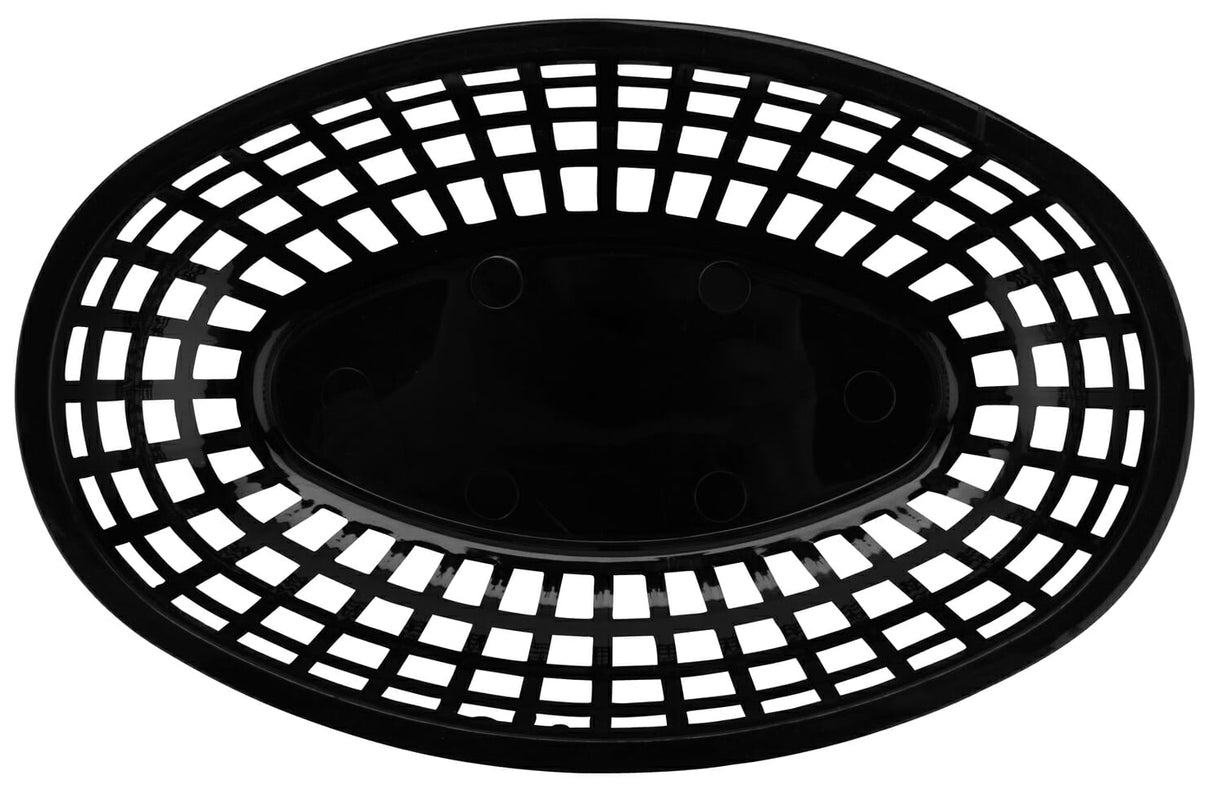 GET OB-938-BK Polypropylene Stackable Oval Food / Bread & Bun Basket 9-1/2" x 6" - Black - 36/Case