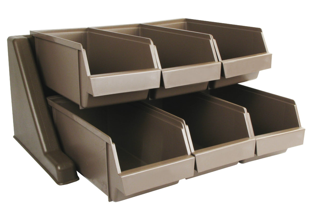 Winco OGZ-6 2-Tier Condiment / Flatware / Cutlery Organizer Bin Set with (6) Bins - Brown