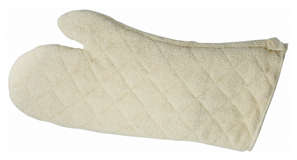 Winco OMT-17 Heat Resistant Terry Cloth Oven Mitt with Silicone Lining 17" - Beige - 72/Case