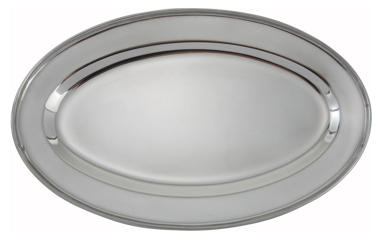 Winco OPL-16 Stainless Steel Oval Serving Platter 16 x 10-1/4" - 40/Case