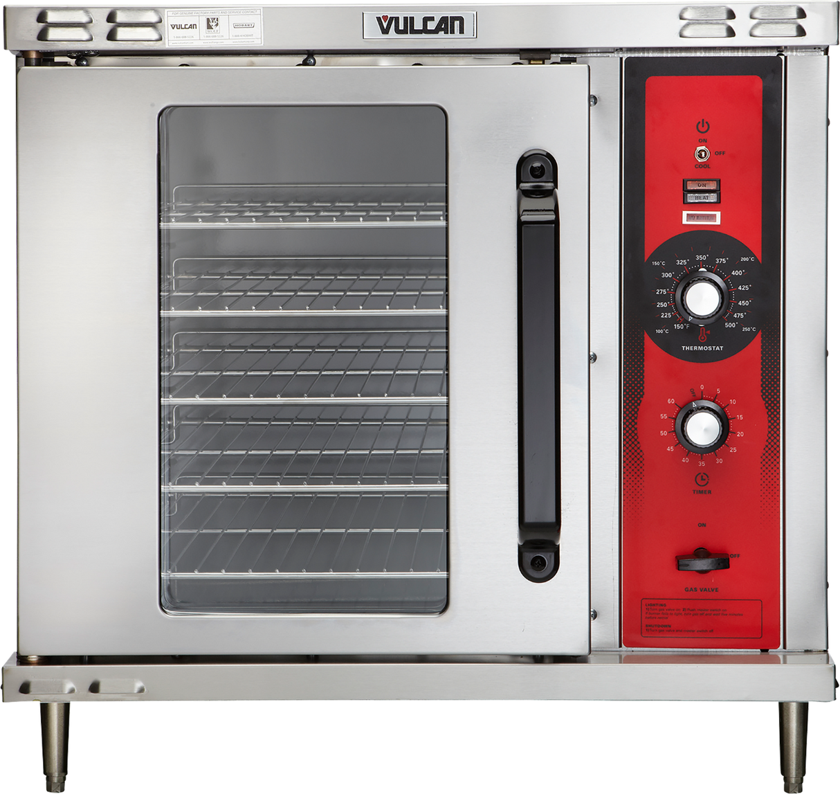 Vulcan GCO2D Single-Deck Half Size Natural Gas Convection Oven with Solid State Controls 40" - 25,000 BTU