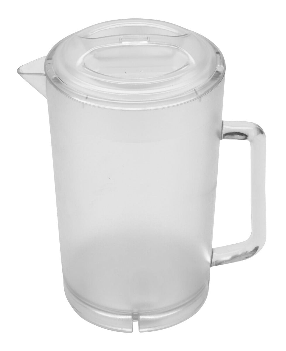 GET P-3064-1-CL SAN Plastic Textured Water Pitcher with Lid 64 oz. - Clear - 12/Case