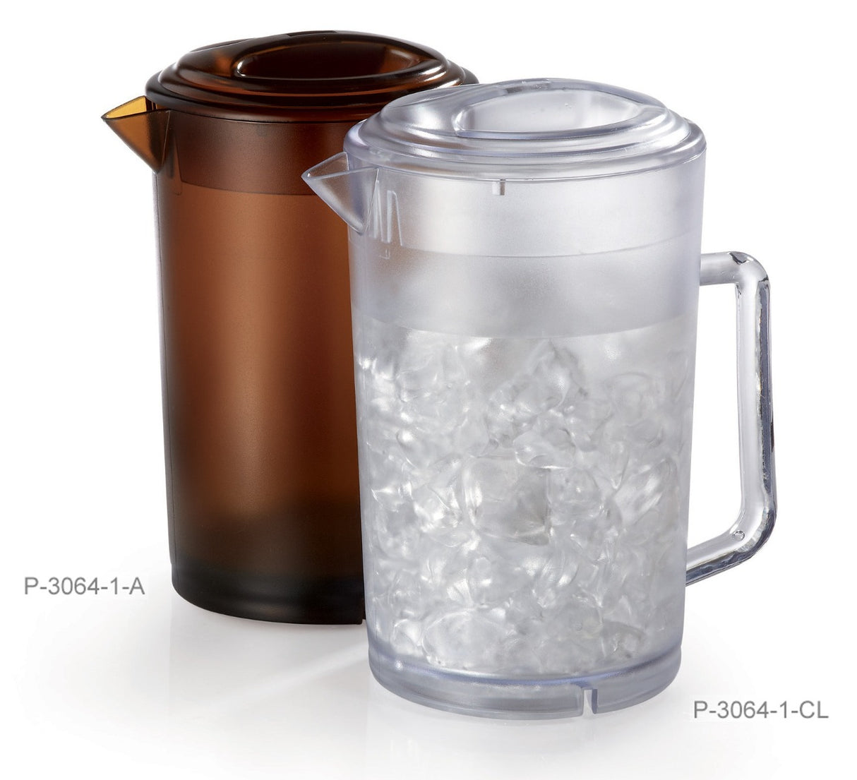 GET P-3064-1-CL SAN Plastic Textured Water Pitcher with Lid 64 oz. - Clear - 12/Case